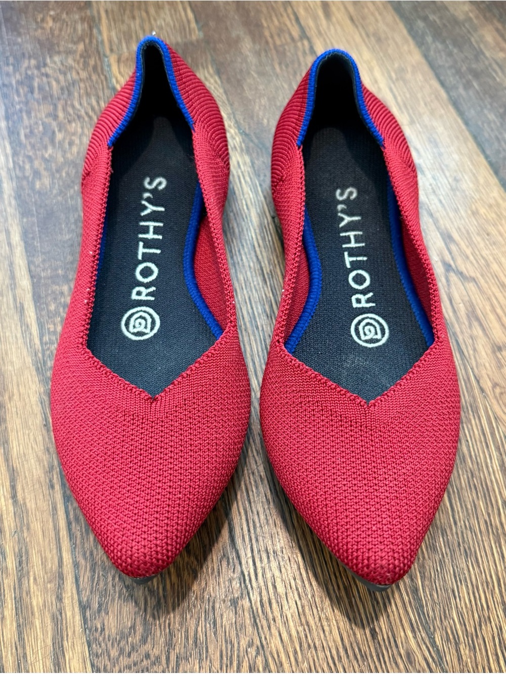 Rothy’s The Point Red Pointed Toe Flats Sz 5